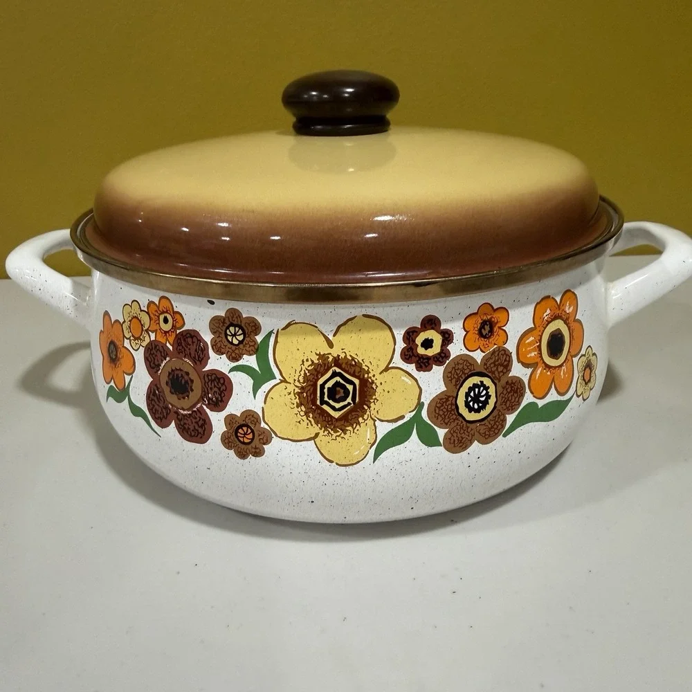 VTG SEARS *Harvest Blossom* Enamelware Large 10